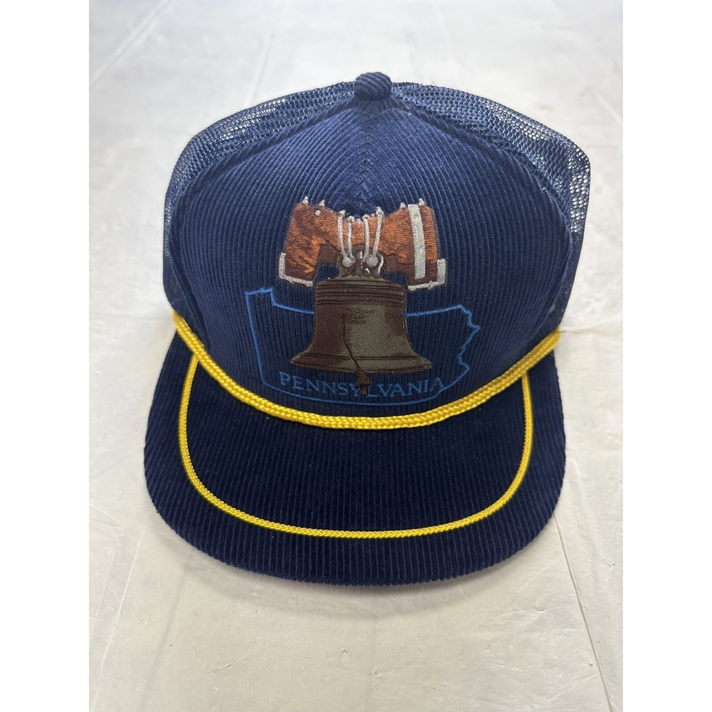 Vintage Liberty Bell Philadelphia Hat snapback Cord Cap Corduroy Rope Hate